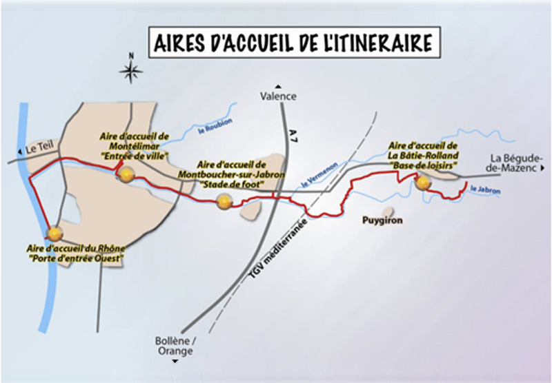 Aires d'accueil de l'itinéraire